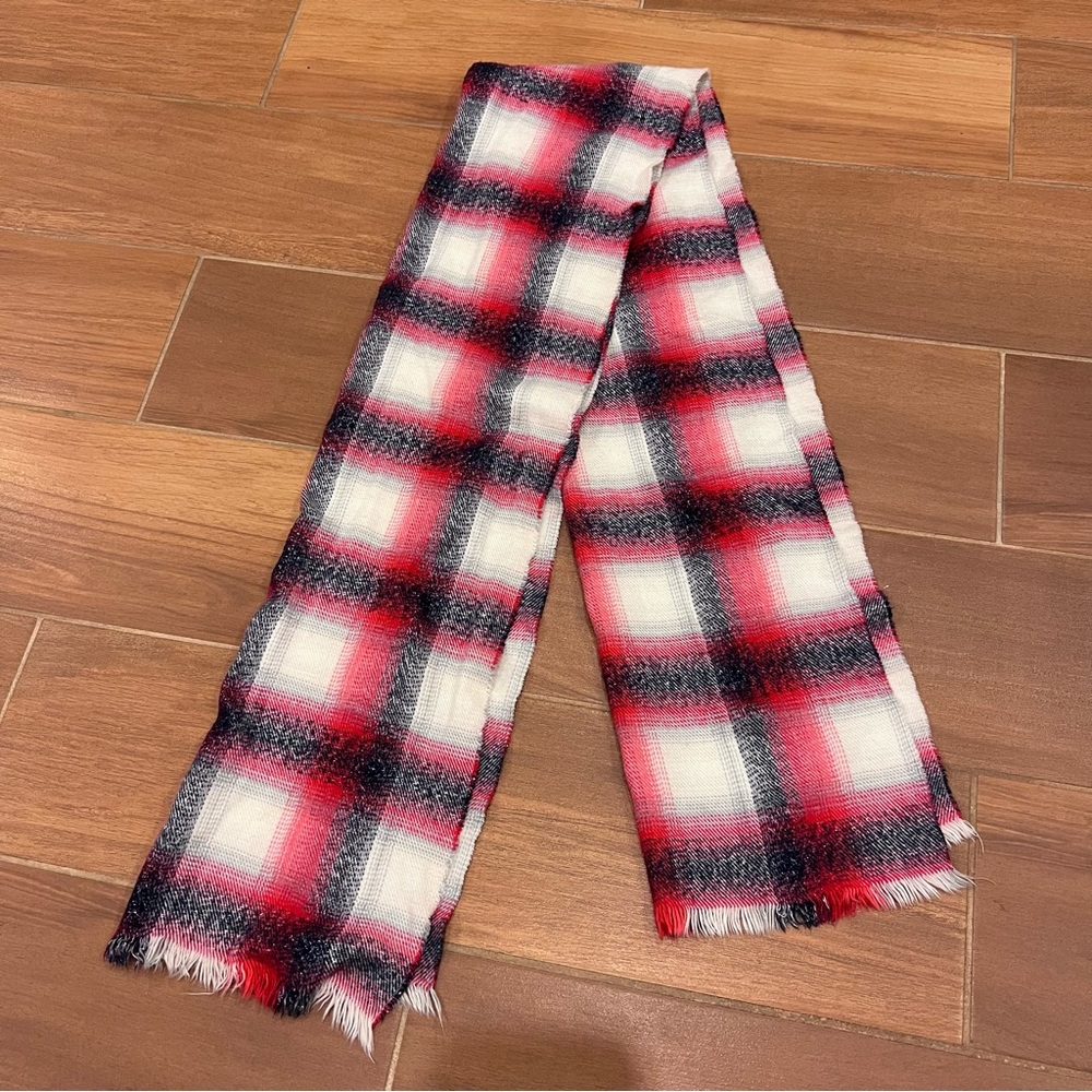 Girls Red and Black Plaid Scarf